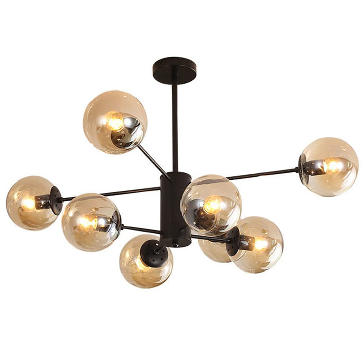 DRYIC Lustre, Lustre Suspension Globes En Verre Spoutnik Suspension Pour Îlot de Cuisine Salon Chambre Salle À Manger/Amber/8-
