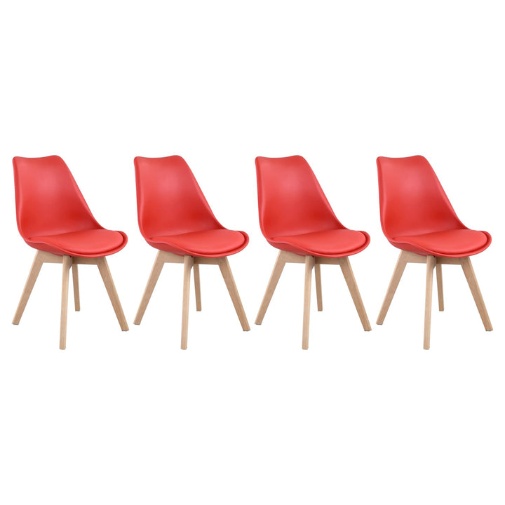 Happy Garden Lot de 4 chaises de Salle à Manger Style scandinaves Nora Rouges avec Coussin, chaises de Cuisine, chaises rembourrées, Pieds en Bois de hêtre Massif Happy Garden Lot de 4 chaises de Salle à Manger Style scandinaves Nora Rouges avec Coussin, chaises de Cuisine, chaises rembourrées, Pieds en Bois de hêtre Massif