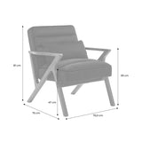 sweeek - Fauteuil scandinave Bois d'hévéa et Velours Kaki