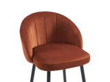 Vente-unique - Lot de 2 tabourets de Bar en Velours et métal - Terracotta - ELIRAM