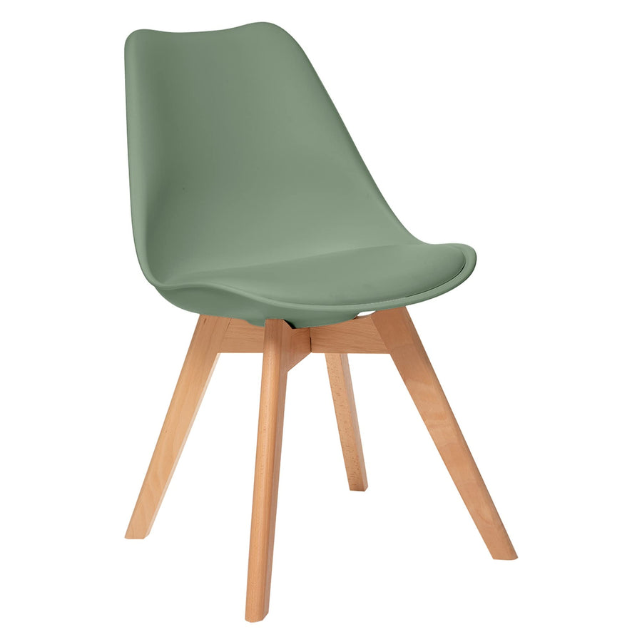 Atmosphera Créateur d Atmosphera Créateur d'Intérieur - Chaise Baya Vert Kaki - Plastique et Hêtre - Salle à Manger, Cuisine, Bureau, Salon - Confortable Coussin Intégré