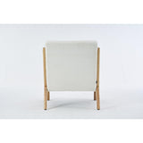 HOMIFAB Fauteuil en Bois et Tissu Bouclette écru - Lanna