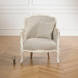 Robin des bois - Victor : Fauteuil bergère en Bois Massif et Lin Premium Blanc