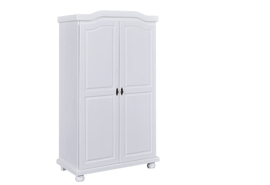 Inter Link – Armoire fonctionnelle – 2 portes – 5 niches – Avec penderie – Armoire en pin massif – Blanc vernis – Largeur :104cm Profondeur :56cm Hauteur : 180cm – Hedda