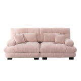 KOMHTOM Petit Canapé 2 Places Chenille avec Coussins Confortables, Accoudoir Courbe et Rembourré - Canapé Modulable Moderne (Rose)
