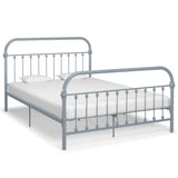 vidaXL Cadre de Lit Sommier à Lattes Lit Double Lit Adulte Cadre à Lattes sur Pied Chambre à Coucher Maison Intérieur Gris Métal 160x200 cm