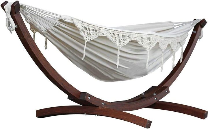 Vivere C8SPCT-00 Double hamac Coton avec Solide Support en pin - Naturel