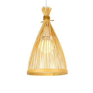 Suspension Bambou Créatif en Bambou Luminaire Asie du Sud-Est Lustre Forme de Cône Rotin Osier Tressé Nature lustre suspension réglable hauteur Suspension Luminaire Salon Restaurant café barre,A,20cm