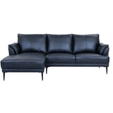 Furnhouse Ibbe Design - Canapé d'angle 3 places - En forme de L - Revêtement en cuir véritable - Ressorts ensachés - Rembourré - Pour le salon - Noir