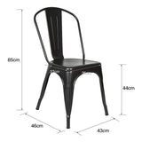 Supfine Chaise de Salle à Manger Lot de 4 Industrielle Vintage Tabouret de Cuisine avec Dossier Hauteur d'assise 44cm, Chaises Empilables Metal pour Intérieure et Extérieure Jardin Bistrot