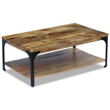 vidaXL Table Basse Table d'Appoint Etagère Bout de Canapé Bois de Manguier
