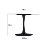 GrandCA HOME Table de Salle à Manger Ronde Moderne Noir de 110 cm avec Piédestal Design Tulipe, Table de Loisirs Mid-Century pour Cuisine, Salle à Manger et Salon