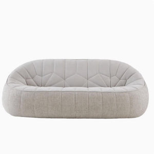 Canapé contemporain rembourré en tissu bouclette, assise profonde rembourrée en peluche, canapé nuage 3 places, canapé minimaliste, pour espace de vie primaire, appartement, salon, gris cassé, 165 x