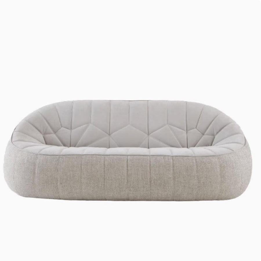 Canapé contemporain rembourré en tissu bouclette, assise profonde rembourrée en peluche, canapé nuage 3 places, canapé minimaliste, pour espace de vie primaire, appartement, salon, gris cassé, 165 x