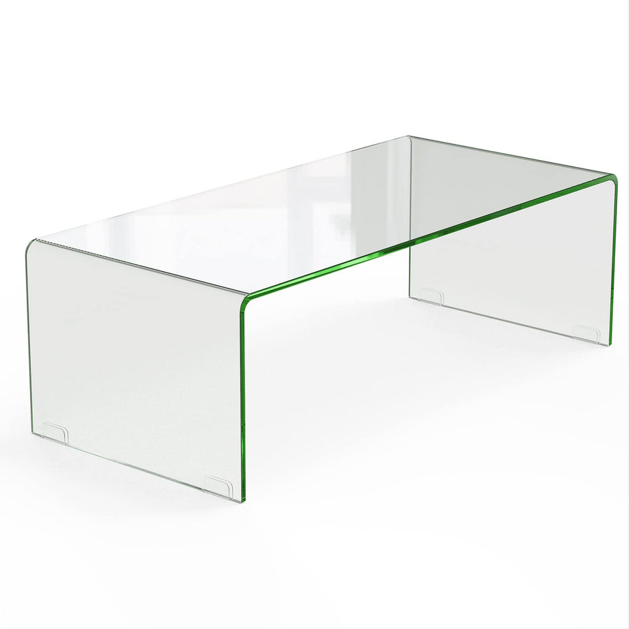 GOPLUS Table Basse Verre Trempé, Table Basse Salon Moderne Minimaliste sans Assemblage, pour Salon, Chambre, Appartement,Charge 30KG108X50X35 CM