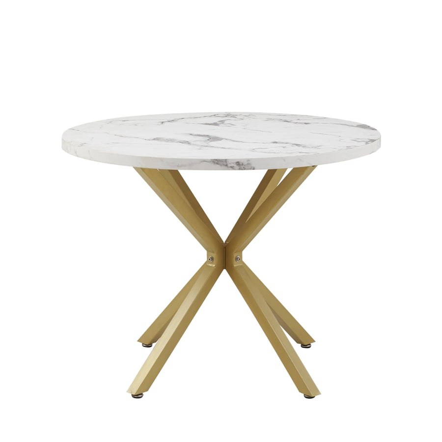 JZGORC Table à Manger Ronde Moderne, Table à Manger avec Plateau en MDF, Table à Manger avec Pieds en Métal doré, Table pour Salon ou Cuisine, Table à Manger Nordique, 100 cm - Texture Marbre JZGORC Table à Manger Ronde Moderne, Table à Manger avec Plateau en MDF, Table à Manger avec Pieds en Métal doré, Table pour Salon ou Cuisine, Table à Manger Nordique, 100 cm - Texture Marbre