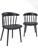 KAYELLES Lot de 2 chaises à barreaux Noires, Style rétro Western - Windsor, Large Assise, Dossier Enveloppant DIA (Noir)