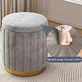 ZJGFCB Pouf de Rangement Rond en Velours, Tabouret Repose-Pieds Doux rembourré avec Base dorée, Tabouret de vanité de Grande capacité