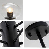 12-lumières Spoutnik Lustre Vintage Boule De Verre Suspension Luminaire Industriel Millésime Noir Plafonnier Intérieur Pour Cuisine Salon Salle à Manger Restaurant-Couleur transparente. 6 lumière