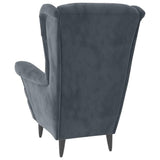 vidaXL Fauteuil à Oreilles avec Tabouret Chaise de Relaxation Siège de Salon Meuble de Salle de Séjour Maison Intérieur Gris Foncé Velours