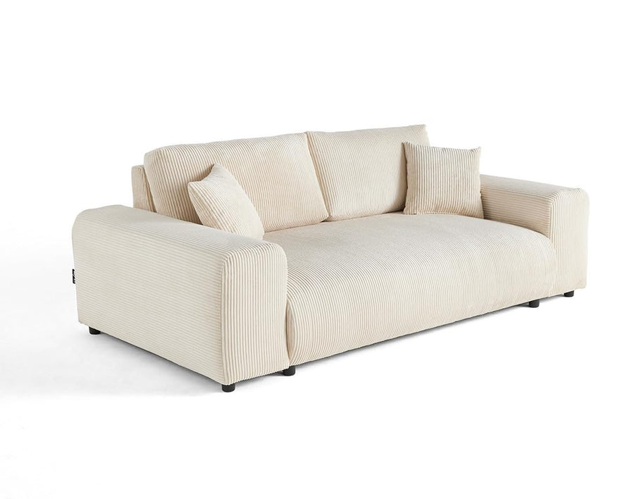 Lisa Design - Garance - canapé Droit 3 Places - en Velours côtelé, Beige