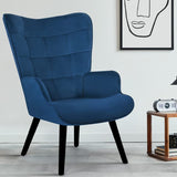 IDMarket - Fauteuil scandinave ANIA en Velours Bleu