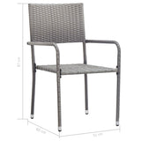 vidaXL Chaise à dîner de Jardin empilable Lot de 2 Gris résine tressée, Chaise à dîner d'extérieur, Chaise de Patio, Fauteuil de Jardin