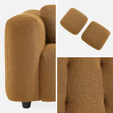 sweeek - Canapé 3 Places en Bouclette texturée capitonné Jaune Moutarde - Structure Bois d'eucalyptus et contreplaqué