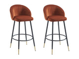Vente-unique - Lot de 2 tabourets de Bar en Velours et métal - Terracotta - ELIRAM