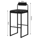 WOLTU Lot de 2 Tabourets de Bar, Chaises de Bar Hautes avec Dossier et Repose-Pieds, Design Moderne, en Velours et Métal Hauteur du Siège 75cm, Noir BH343sz-2