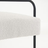 Mingone Fauteuil Salon Design Fauteuil Laine en Métal avec Dossier Confortable Chaise D'appoint avec Accoudoirs Chaise Rembourré pour Salon Chambre, Blanc