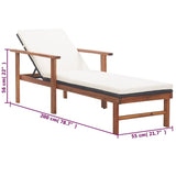 vidaXL Chaise Longue et Coussin Jardin Bain de Soleil de Patio Transat de Terrasse Extérieur Piscine Résine Tressée Noir Bois d'Acacia