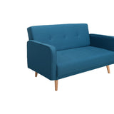 Miliboo Canapé scandinave 2 Places en Tissu Bleu Canard et Bois Clair Ulla