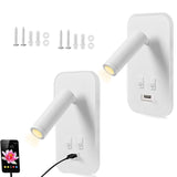 Towwoo Liseuse de Chevet, 2PCS Applique Murale LED avec Interrupteur et Port de Charge USB, 3W+9W 3000K Fixation Murale Spot Rotatif, Lumières Mural Lit Noir Lampe Murale Couloir Hotel