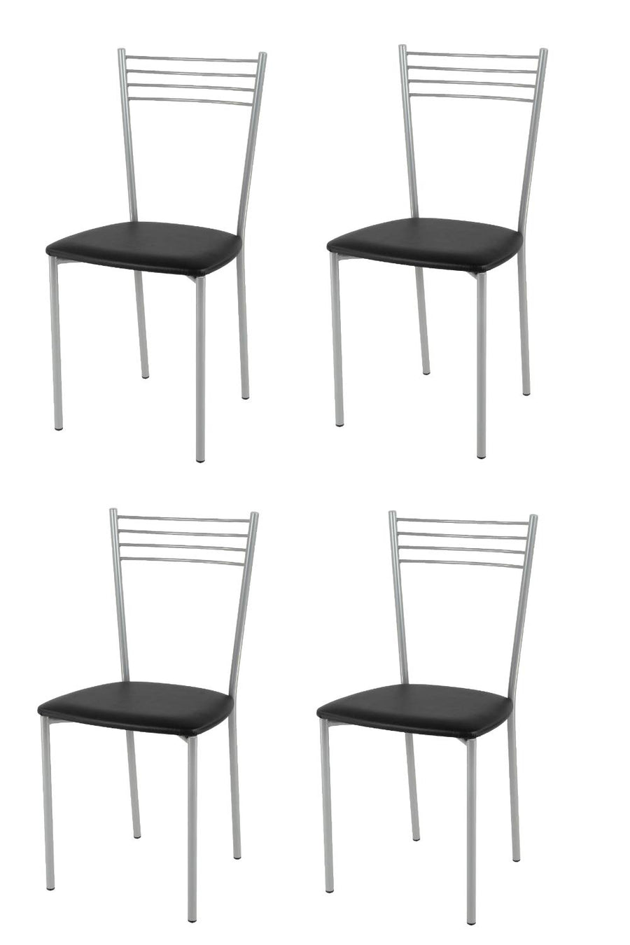 t m c s Tommychairs - Set 4 chaises Elena pour Cuisine, Bar et Salle à Manger, Robuste Structure en Acier chromé et Assise rembourrée et revêtue en Cuir Artificiel Couleur Noir