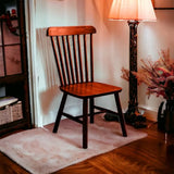 AWC Windsor Chaise de cuisine, de campagne, en bois, de salle à manger, de style scandinave, vintage, marron foncé