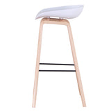 BenyLed Lot de 2 Tabourets de Bar avec Assise en Polypropylène et Pieds en Bois de Hêtre, Hauteur de l’Assise 70 cm, Blanc