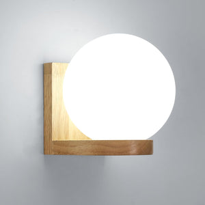 DELIPOP Applique Murale Intérieure Bois, Vintage Lampe Murale avec Abat-jour en Verre, Moderne Minimaliste E27 Luminaire Mural pour Chambre Salon Couloir Bureau Escalier Restaurant