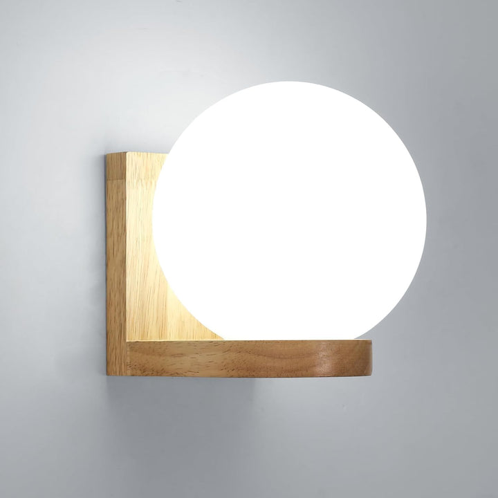 DELIPOP Applique Murale Intérieure Bois, Vintage Lampe Murale avec Abat-jour en Verre, Moderne Minimaliste E27 Luminaire Mural pour Chambre Salon Couloir Bureau Escalier Restaurant