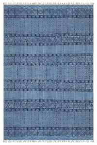 Tapis en coton imprimé à la main Motif géométrique bleu roi 0,5 cm d'épaisseur Fait à la main Utilisation intérieure ou extérieure Pour salon, chambre à coucher, salle à manger