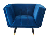 Vente-unique - Fauteuil Samantha II en Velours - Bleu Nuit