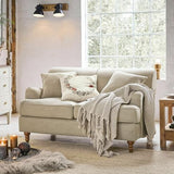 Loberon Canapé Isa en velours de polyester, bois de pin, env. 80 x 224 x 95 cm, lin