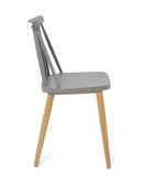 KAYELLES Lot de 2 - Chaise de Cuisine à barreaux bistrot café rétro scandinave, Pieds métal façon Bois Clair BAO (Gris)