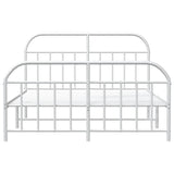 vidaXL Cadre de lit métal avec tête de lit/Pied de lit Blanc 140x200cm, lit Double, Meuble de Chambre à Coucher, lit d'invité, lit