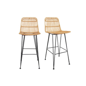 Miliboo Tabourets de Bar en rotin (Lot de 2) Malacca