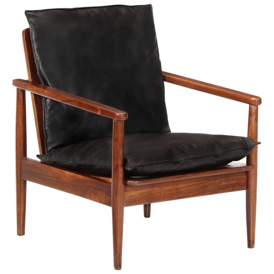 vidaXL Fauteuil, Chaise avec Coussin, Siège avec Accoudoir, Meuble de Salon Salle de Séjour, Noir Cuir Véritable et Bois d vidaXL Fauteuil, Chaise avec Coussin, Siège avec Accoudoir, Meuble de Salon Salle de Séjour, Noir Cuir Véritable et Bois d'Acacia Massif