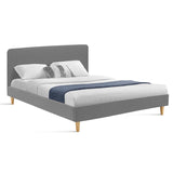 IDMarket - Lit Double scandinave Balta avec tête de lit et sommier 160 x 200 cm Tissu Gris Clair