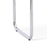 Sicaan Table Basse rétro 90cm Verre trempé Noir et Structure chromée Amaya