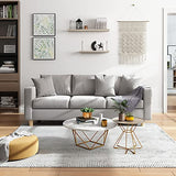 Table Basse Ronde Moderne, Table Centrale de Salon avec Plateau Rond en Pierre frittée et Table de canapé à Cadre en métal Robuste pour Salon, Chambre à Coucher, Salle à Manger, Petit appart