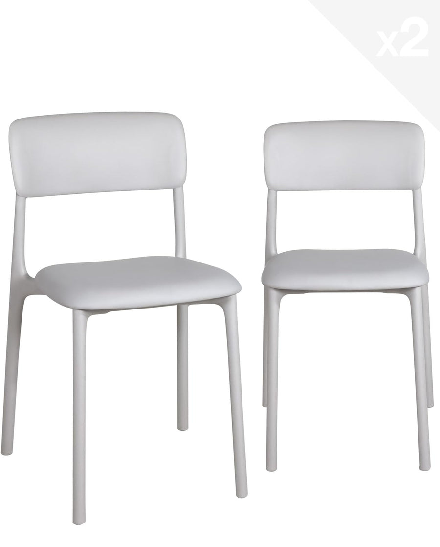 KAYELLES Lot de 2 chaises contemporaines de Cuisine, Chambre ou Salle à Manger en polypropylène avec Confortable Coussin en Simili Cuir rembourré intégré Rim (Gris Clair) KAYELLES Lot de 2 chaises contemporaines de Cuisine, Chambre ou Salle à Manger en polypropylène avec Confortable Coussin en Simili Cuir rembourré intégré Rim (Gris Clair)